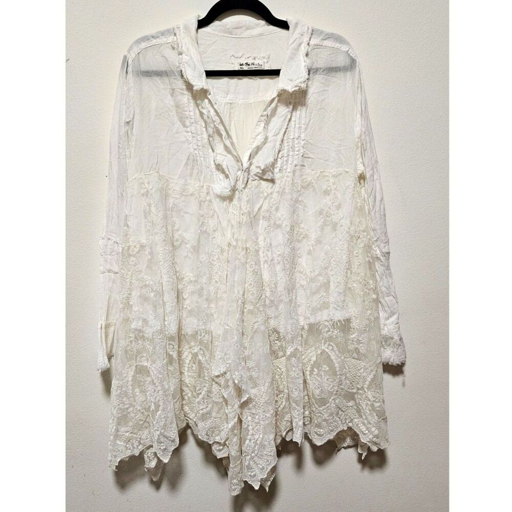 Free People We The Free White Crochet Lace Boho Tunic S